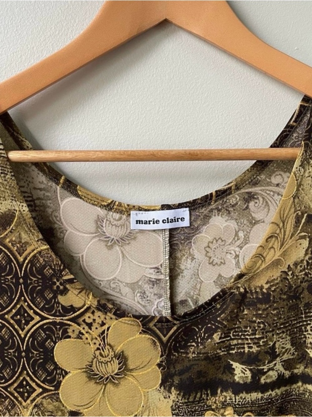 Vintage Marie Claire Whimsical Gold Brown Dress - Picture 4 of 5